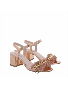 Tosca Blu sandalo donna in pelle specchio con frange e catena