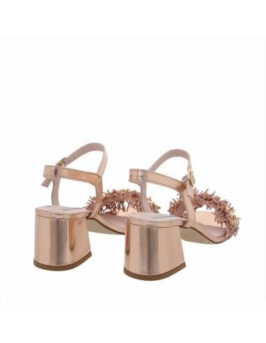 Tosca Blu sandalo donna in pelle specchio con frange e catena