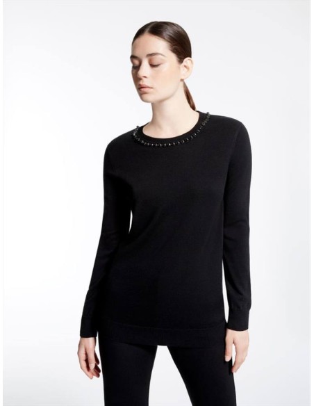 Max Mara Weekend Bocca maglia in seta e lana con applicazioni ricamate