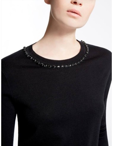 Max Mara Weekend Bocca maglia in seta e lana con applicazioni ricamate