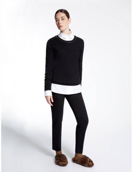 Max Mara Weekend Bocca maglia in seta e lana con applicazioni ricamate