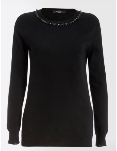 Max Mara Weekend Bocca maglia in seta e lana con applicazioni ricamate