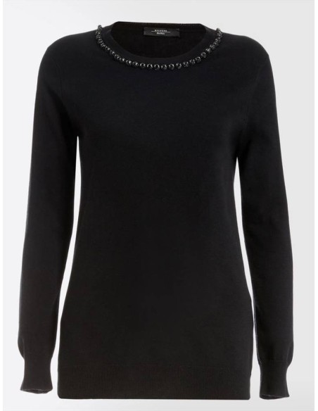 Max Mara Weekend Bocca maglia in seta e lana con applicazioni ricamate