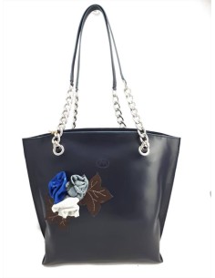 Meloni lavorazione artigiana borsa shopping in pelle con applicazioni