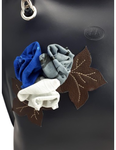 Meloni lavorazione artigiana borsa shopping in pelle con applicazioni