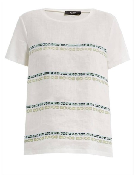 Max Mara Weekend Helier t-shirt jersey di cotone e lino con ricami
