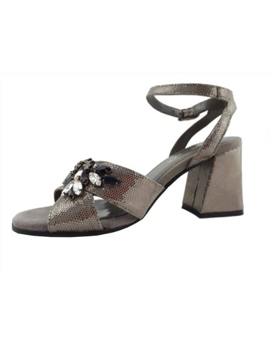 Ape Pazza sandalo donna in pelle con tacco e applicazioni pietre