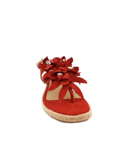 Ape Pazza sandalo infradito donna in pelle con decorazioni floreali e 