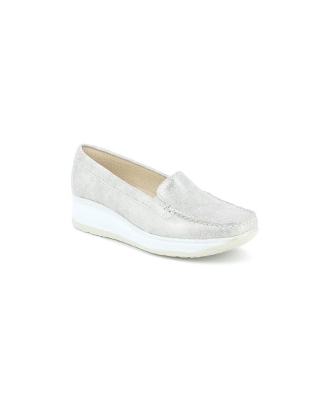 Grünland mocassino donna in pelle laminata con zeppa