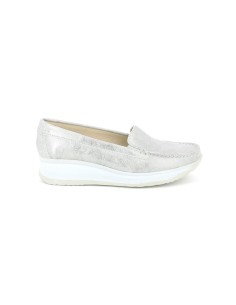 Grünland mocassino donna in pelle laminata con zeppa 2