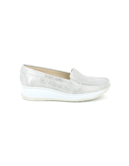 Grünland mocassino donna in pelle laminata con zeppa