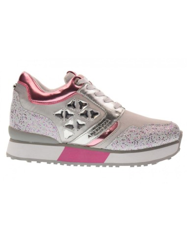 Ape Pazza sneaker donna in pelle con zeppa interna e dettagli glittera