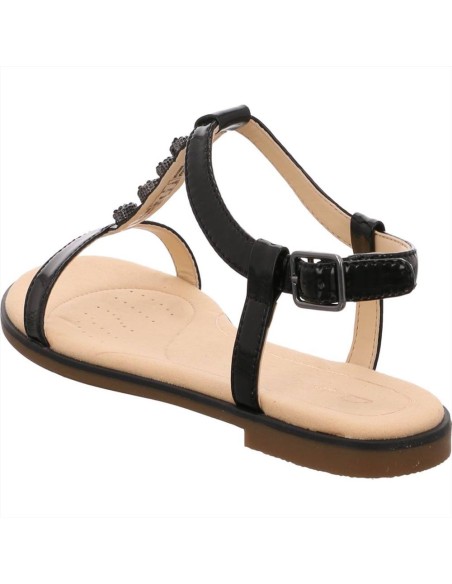 Clarks Bay Blossom sandalo donna basso in vernice nera con applicazion