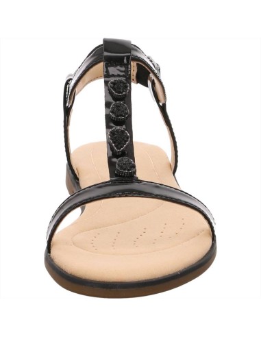 Clarks Bay Blossom sandalo donna basso in vernice nera con applicazion