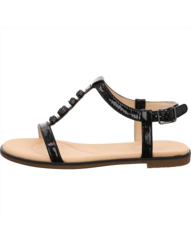 Clarks Bay Blossom sandalo donna basso in vernice nera con applicazion