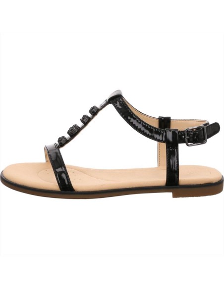 Clarks Bay Blossom sandalo donna basso in vernice nera con applicazion