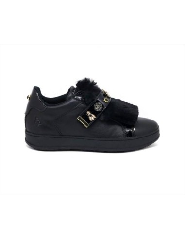 Apepazza sneakers da donna slip on in pelle con eco pelliccia e applic