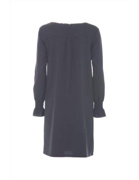 Luckylu abito da donna svasato in crêpe con inserti in velluto