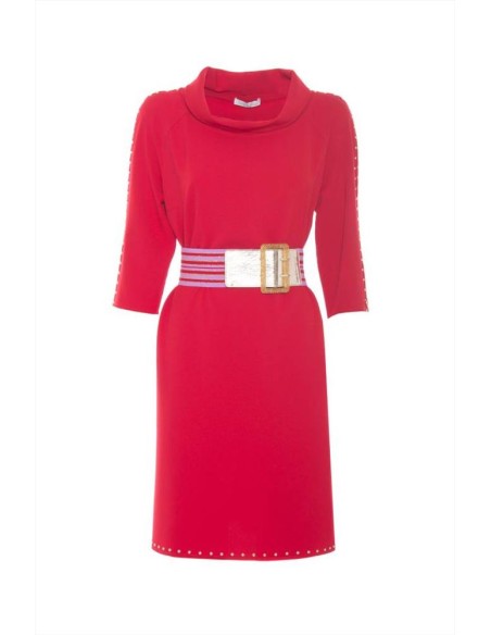 Luckylu abito da donna in crêpe con manica a tre quarti