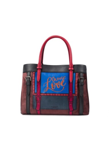 Tosca Blu Choose Love borsa shopping da donna in velluto serigrafato m