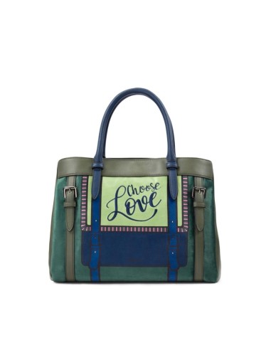 Tosca Blu Choose Love borsa shopping da donna in velluto serigrafato m