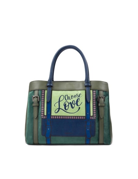 Tosca Blu Choose Love borsa shopping da donna in velluto serigrafato m