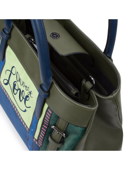 Tosca Blu Choose Love borsa shopping da donna in velluto serigrafato m