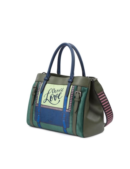 Tosca Blu Choose Love borsa shopping da donna in velluto serigrafato m