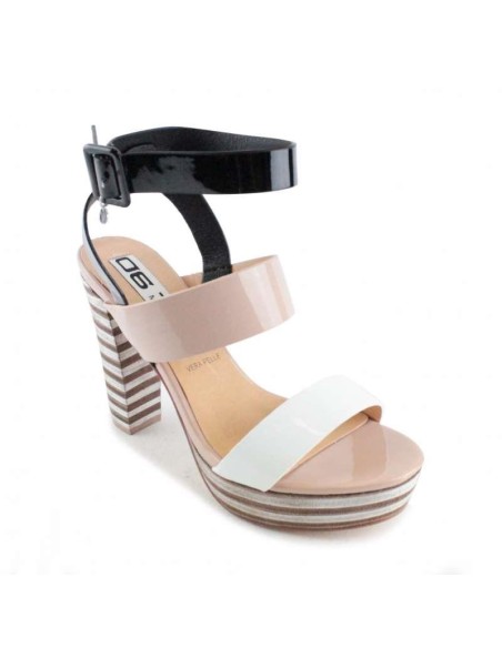 O6 Milano sandalo donna in vernice con tacco alto e plateau