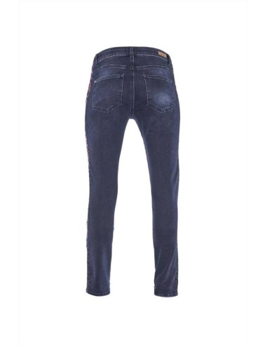 Luckylu pantalone jeans denim black da donna skinny fit con banda late