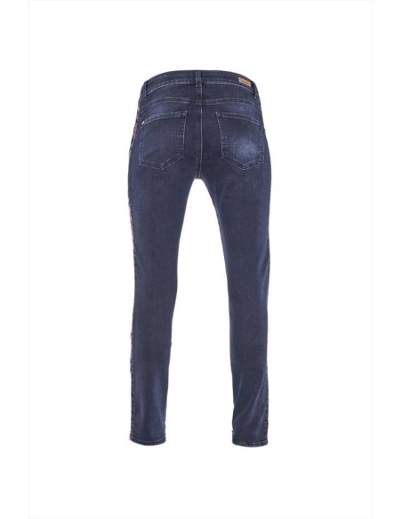 Luckylu pantalone jeans denim black da donna skinny fit con banda late