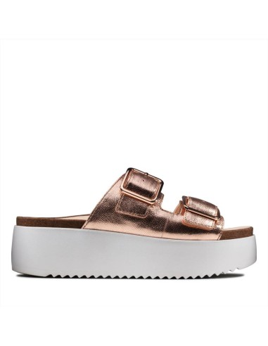 Clarks Botanic Slide sandalo flatform da donna in pelle con doppia fas