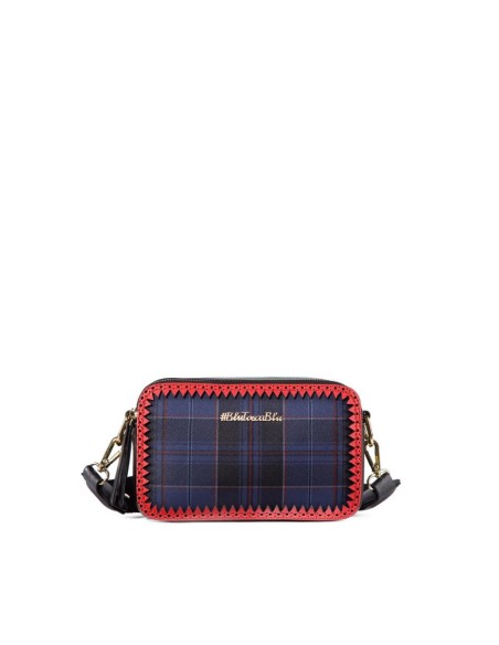 Tosca Blu Candies borsa da donna tracolla con doppia lampo tartan