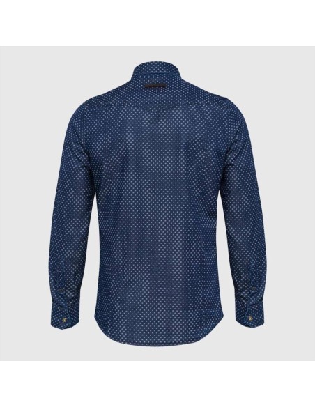 MCS camicia da uomo in stile western stampata a micro disegni