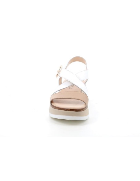 Grünland sandalo da donna in pelle con zeppa