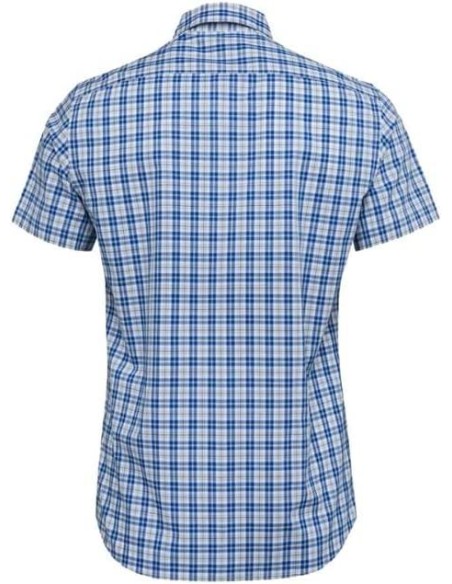 MCS camicia da uomo a maniche corte in cotone tinto in filo a quadri s