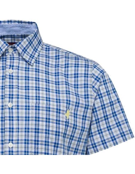 MCS camicia da uomo a maniche corte in cotone tinto in filo a quadri s