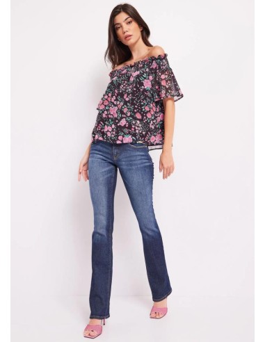 Gaudi top da donna scollo elasticizzato manica corta