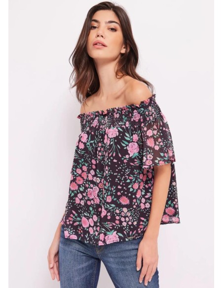 Gaudi top da donna scollo elasticizzato manica corta