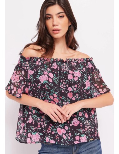 Gaudi top da donna scollo elasticizzato manica corta