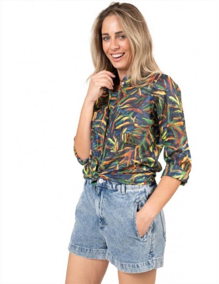 Terre Rouge camicia da donna in cotone Palme