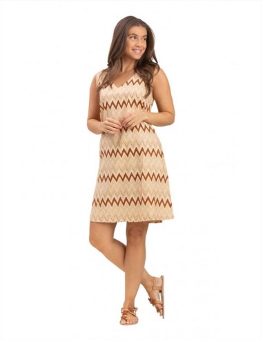 Terre Rouge vestito abito da donna in cotone ZAG Beige Dulce