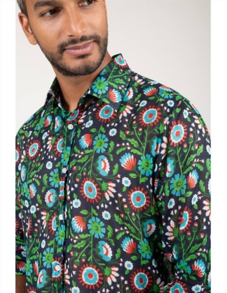 Terre Rouge camicia da uomo in cotone Janet Navy Acapulco