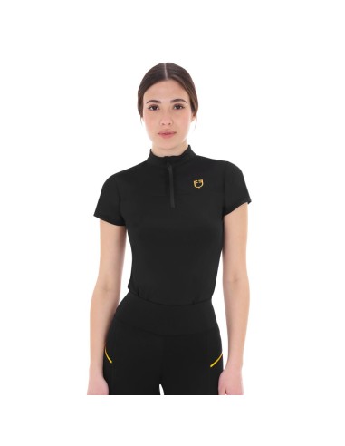 Amahorse Polo da donna slim fit con inserti in mesh