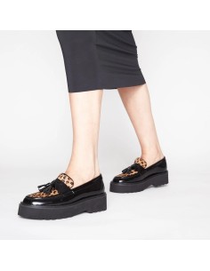 Tosca Blu Rila mocassino in pelle con inserti animalier 2