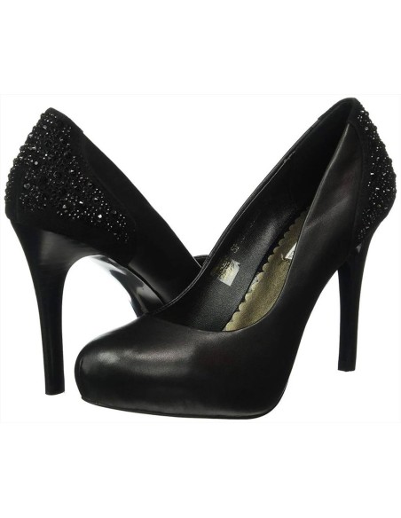 Tosca Blu Dècolletè in pelle con plateau e strass