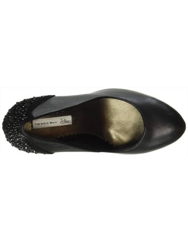 Tosca Blu Dècolletè in pelle con plateau e strass