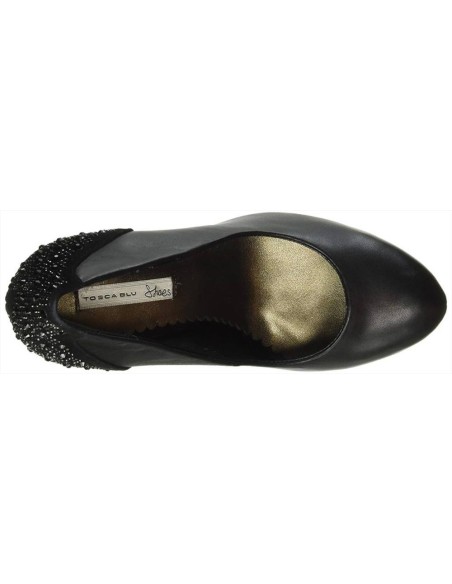 Tosca Blu Dècolletè in pelle con plateau e strass