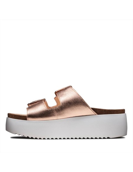 Clarks Botanic Slide sandalo flatform da donna in pelle con doppia fas