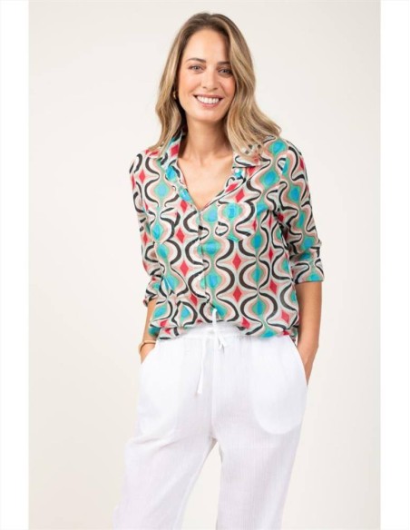 Terre Rouge camicia da donna in cotone stampato